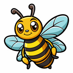 cartoon-bee--marker--white-background--sticker