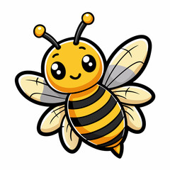 cartoon-bee--marker--white-background--sticker