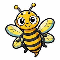 cartoon-bee--marker--white-background--sticker