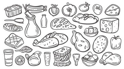 Diverse Culinary Ingredients and Prepared Dishes Displayed on a Table