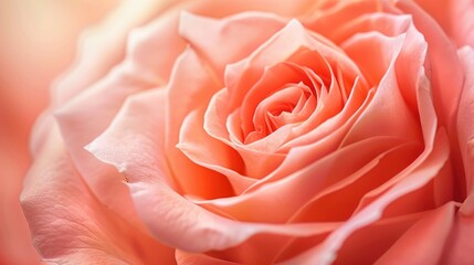 Soft coral rose flower in close up with selective focus