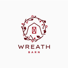 wreath barn logo vector icon illustration