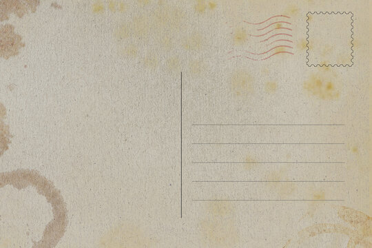 Backside of old postcard with dirty stain