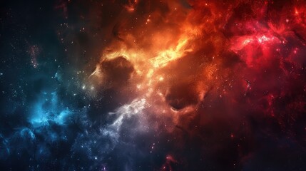 Abstract cosmic nebula with swirling red and blue hues.  A dramatic, ethereal background for a variety of projects.