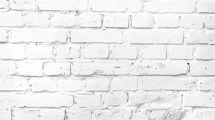 Fototapeta premium A white brick wall with a few cracks. The wall is very plain and simple. It is a very basic and simple design