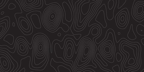 Obraz premium Ocean topographic line map with curvy wave isolines vector illustration. Abstract topographic contours map background, Vector contour topographic map. Cartography texture abstract banner use.