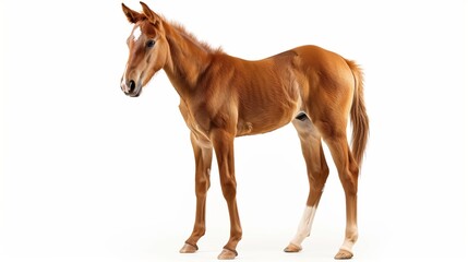 portrait of a horse foal isolated over white background