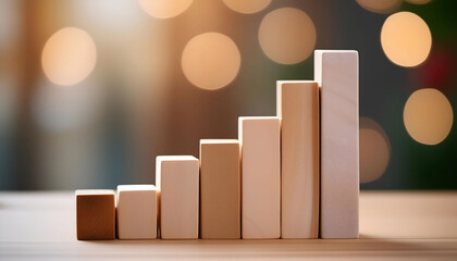 Wooden Blocks Arranged in Ascending Order on a Tabletop