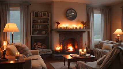 living room with fireplace