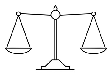 Balance scale line drawing, One continuous line drawing of law balance and scale of justice.