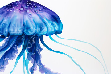 Illustration of a vibrant blue jellyfish, highlighting the common summer beach hazard of jellyfish stings