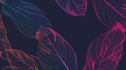 Lineal plant art in synthwave gradient colorway