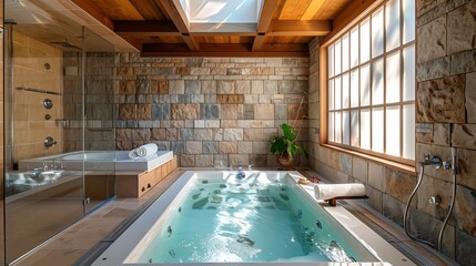 tranquil spa bathroom featuring a Japanese soaking tub