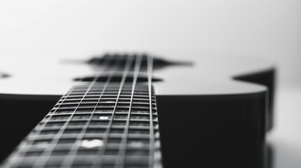 Close-up of guitar strings. Acoustic guitar. photography in black and white.
