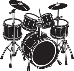 drum kit set illustration black and white