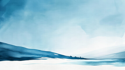 Abstract watercolor landscape depicting a serene summer beach scene, ideal for promoting relaxation and coastal getaways