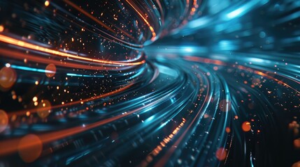 Futuristic abstract tech design with luminous elements and dynamic lines, capturing the art of technological innovation.