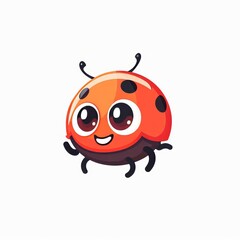 Fototapeta premium Lady bug, lady bird Black and red insect icon. Cute cartoon kawaii funny baby character. Happy Valentines Day. Card sticker print. Childish style. Flat design. White background. Isolated.