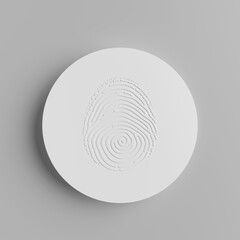 Fototapeta premium Security Concept. Fingerprint Password Circle Button. 3d Rendering