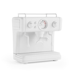 White Cartoon Coffee Machine Appliance Icon in Clay Style. 3d Rendering