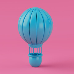 Fototapeta premium Simple Blue Hot Air Balloon Icon in Duotone Style. 3d Rendering