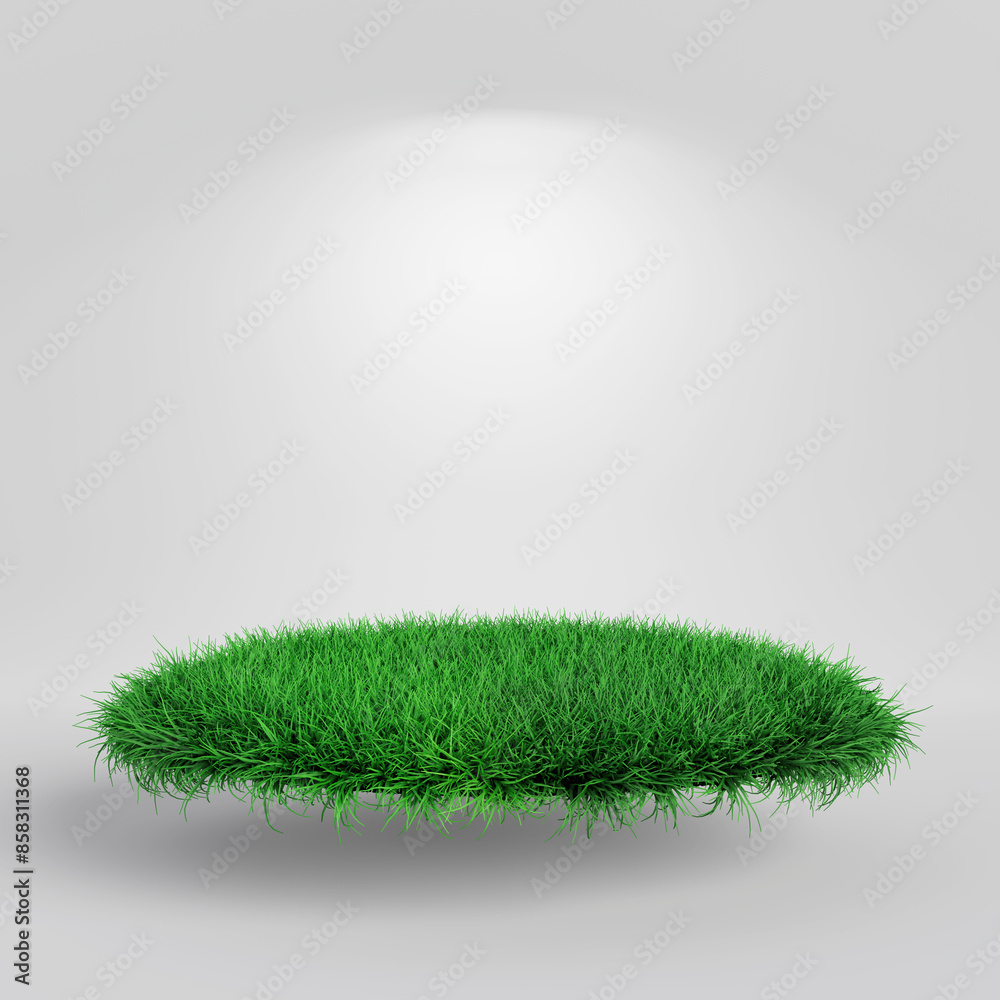 Aufkleber green grass podium stage for product presentation. 3d rendering