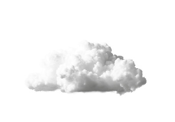 Fluffy white cloud isolated on a pure white background, depicting a natural sky element in a clean design. Generative AI