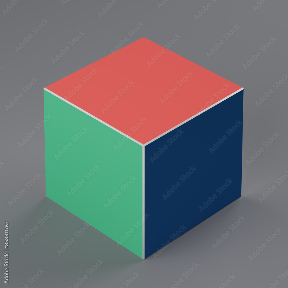 Fototapete simple colorful isometric cube. 3d rendering