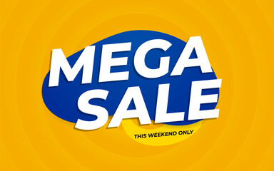 Mega sale banner template yellow. hot sale label