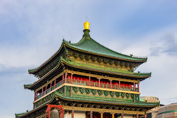 Fototapeta premium Xi'an Bell Tower (1384) - symbol of the Xi'an city and one of the grandest of its kind in China. XI’AN, CHINA.