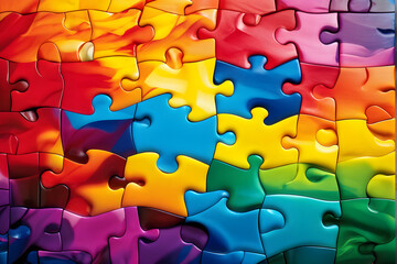 Jigsaw puzzle for autistic neurodiversity mental disability disorder support special needs awareness concept background