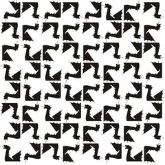 Dragon silhouette motif black and white pattern