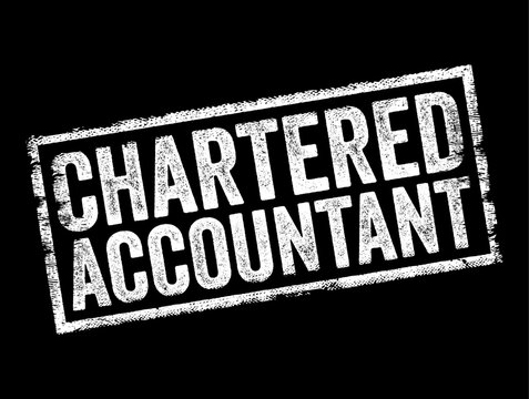 Chartered Accountant is a professional accountant who has earned qualification through academic study, practical training, and passing a series of rigorous examinations, text concept stamp