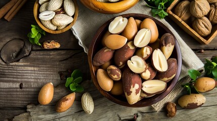 Tasty brasil nuts, Brazilian nuts, element for cosmetics and healthy eating