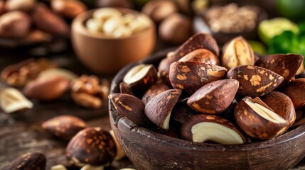 Tasty brasil nuts, Brazilian nuts, element for cosmetics and healthy eating