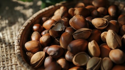 Tasty brasil nuts, Brazilian nuts, element for cosmetics and healthy eating