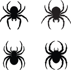 Hand drawn silhouette of a large black spider