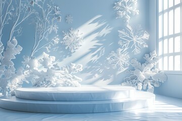 Winter Wonderland Podium With Snowflake Patterns
