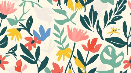 Vibrant Floral and Botanical Motif Decorative Background Pattern