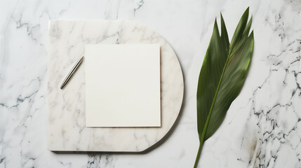 Clean and modern image showcasing a blank postcard and white card on a smooth light background, ideal for special celebrations.

