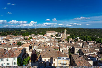 View at the historic center of Uzes from the Duke's castle, Provence, France, Europe