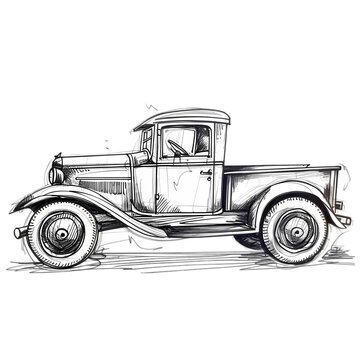 recommend clip art: Vintage Pickup Truck Sketch