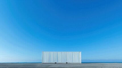 Obraz premium A single container against a clear, blue sky background with open space around it for adding promotional content 