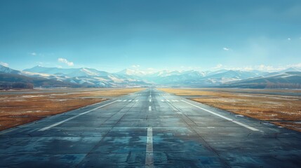 Fototapeta premium Plane that is on the runway in the middle of the field