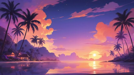 sunset on the beach