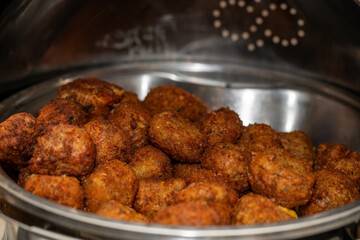 Fried macaroni and cheese, fried up mac n cheese ball. 