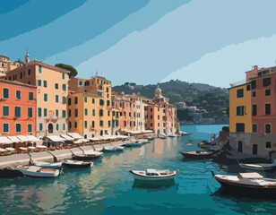 Fototapeta premium Portofino Landscape Background for Website Card Design, Ideal for Digital Marketing and Web Development Projects.