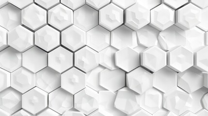 Seamless hexagonal pattern in white, offering a clean and modern backdrop for your projects.