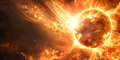 Capturing the Sun's Solar Flares and Plasma Eruptions in High Resolution. Concept Solar Flare Photography, High-Resolution Imaging, Sun's Plasma Eruptions