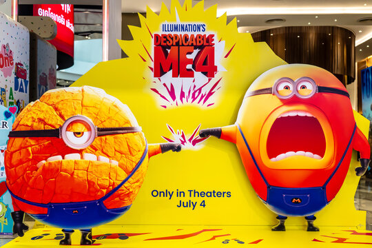 BANGKOK, THAILAND, 21 June 2024 - A beautiful standee of a movie called Despicable Me 4 display at the cinema to promote the movie